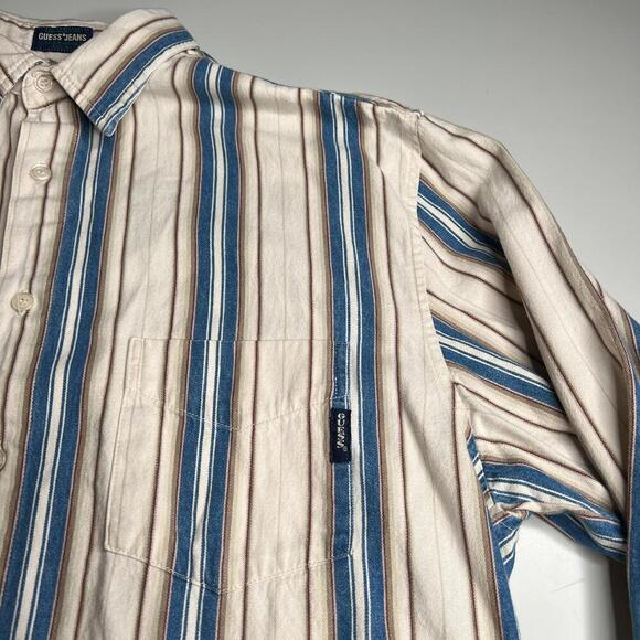 Vintage Guess Jeans Striped Button Up Shirt Men’s XL Long Sleeve Casual 90s Y2K - Picture 6 of 7